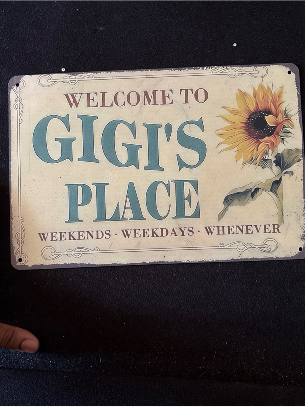 Welcome to Gigi's Place Sunflower Wall Sign - Teal & Yellow